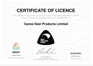 a certificate for a new zealand product.